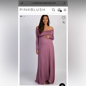 PinkBlush Mauve Solid Off Shoulder Maternity Maxi Dress